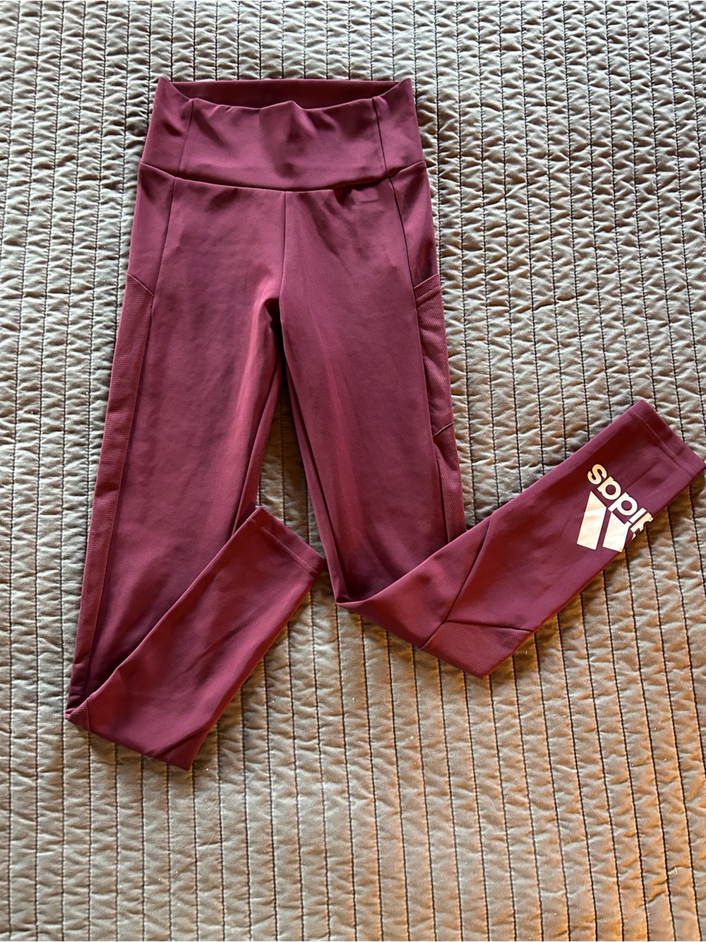 Adidas Burgundy Aeroready High-Waist Performance Leggings